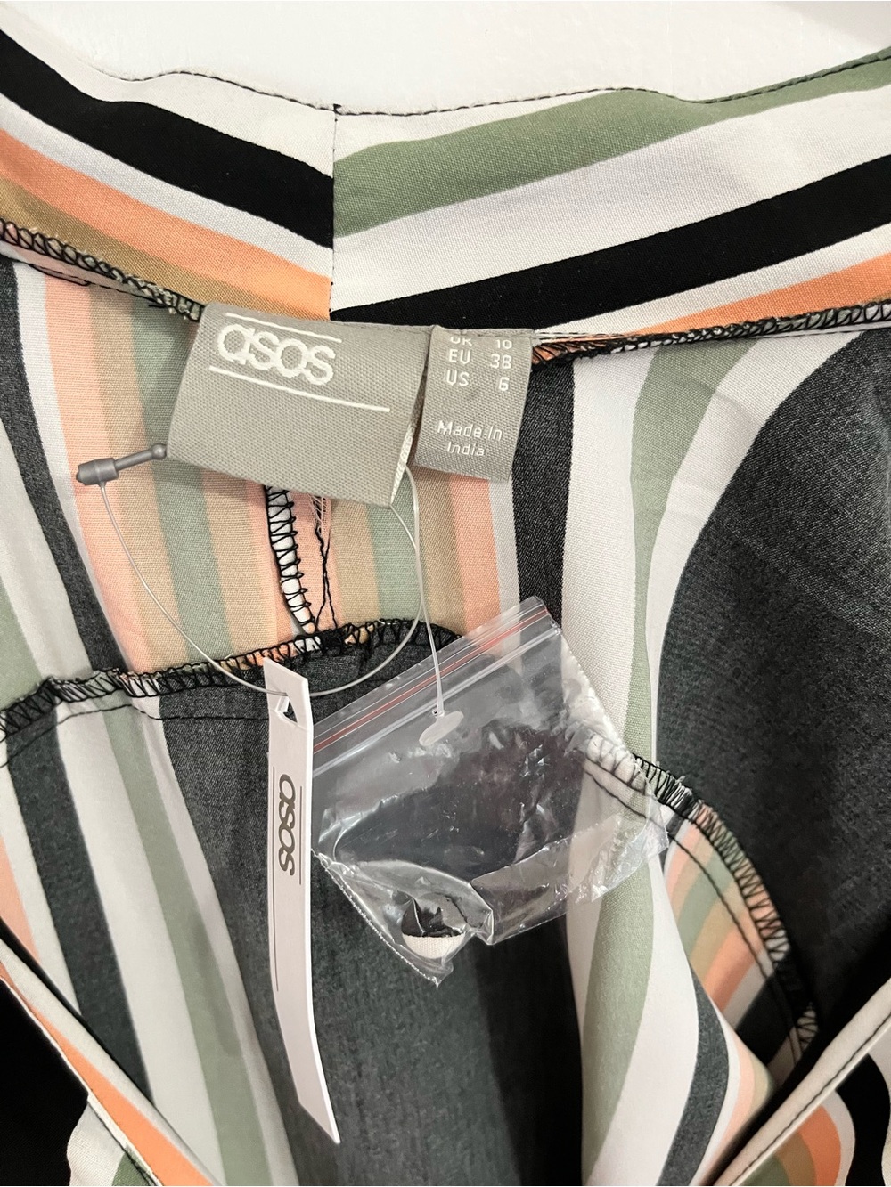 NWT ASOS Black Wrap Midi Dress with Stripes - Picture 5 of 6